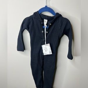 Kate Quinn Organics Black Ribbed Bears Romper NWT